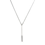 Collier d'occasion or 375 blanc maille forçat diamants blancs et noirs traités 42 cm - vue 1