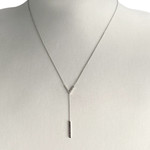 Collier d'occasion or 375 blanc maille forçat diamants blancs et noirs 42 cm - vue 2
