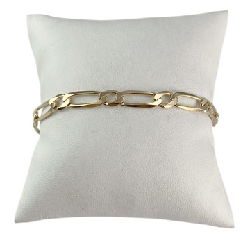 Bracelet d'occasion or 750 jaune maille cheval alternée 19,5 cm