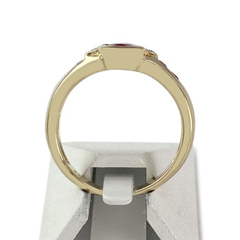 Second-hand gold ring 750 yellow ruby diamonds