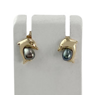 Boucles d'oreilles clous d'occasion or 750 jaune perles de culture