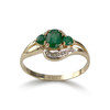 Bague d'occasion or 750 2 tons émeraudes et diamants - vue V1