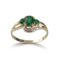 Tweedehands gouden ring 750 2 toon smaragden en diamanten