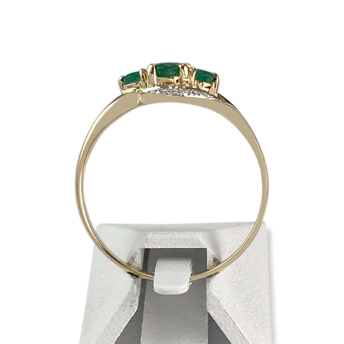 Bague d'occasion or 750 2 tons émeraudes et diamants - vue 3
