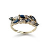 Bague d'occasion or 375 2 tons saphirs diamants - vue V1