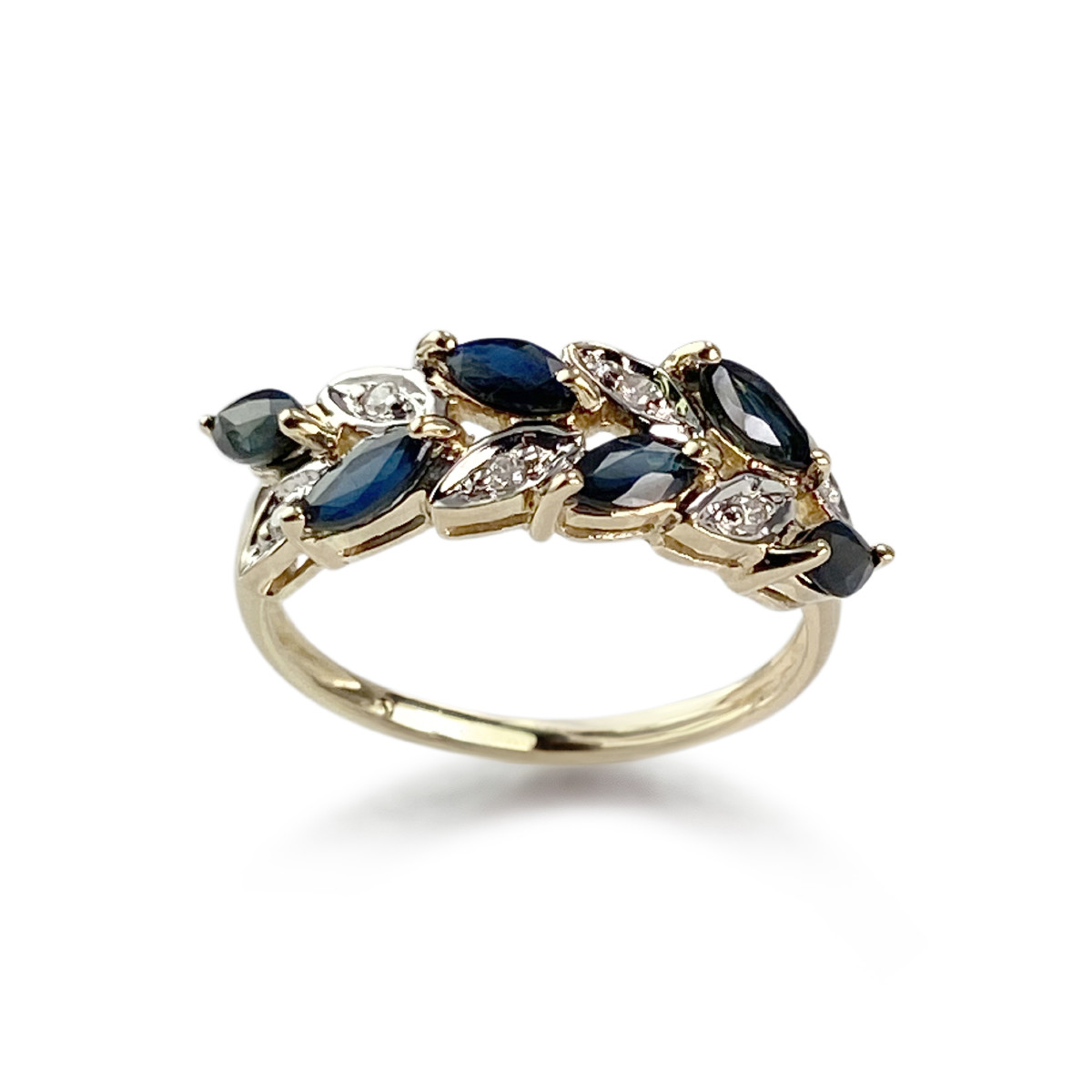 Bague d'occasion or 375 2 tons saphirs diamants