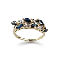 Bague d'occasion or 375 2 tons saphirs diamants