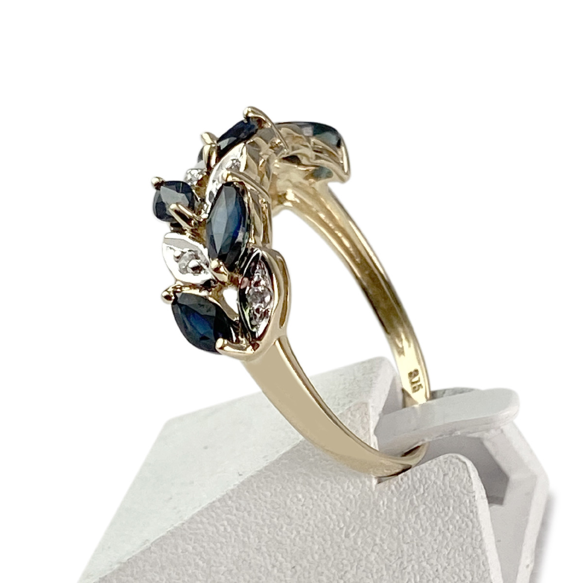 Bague d'occasion or 375 2 tons saphirs diamants - vue 2