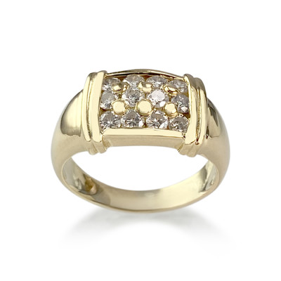 Bague d'occasion or 750 jaune diamants - vue 1