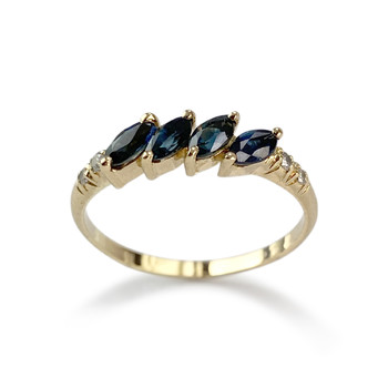 Bague d'occasion or 750 jaune saphirs diamants