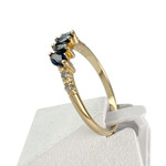 Bague d'occasion or 750 jaune saphirs diamants - vue 2