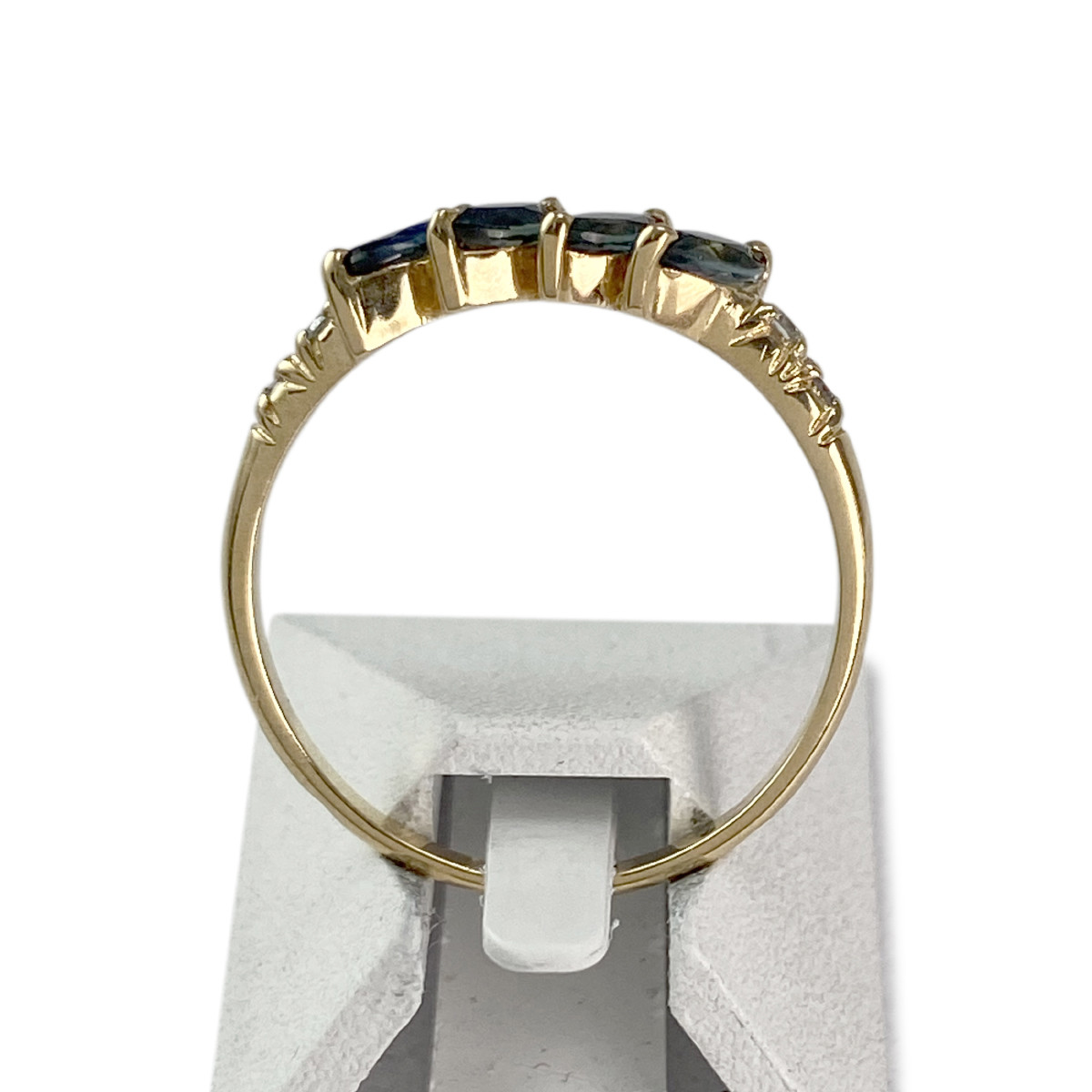 Tweedehands goud 750 gele saffieren diamanten ring - bekijk 3