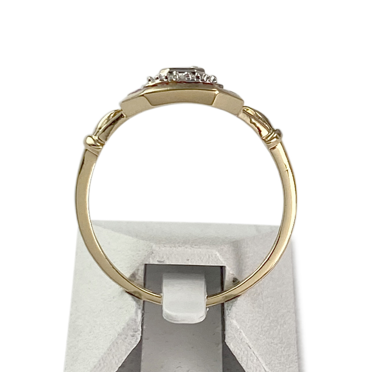 Second hand ring gold 750 2 tones ruby diamonds - view 3