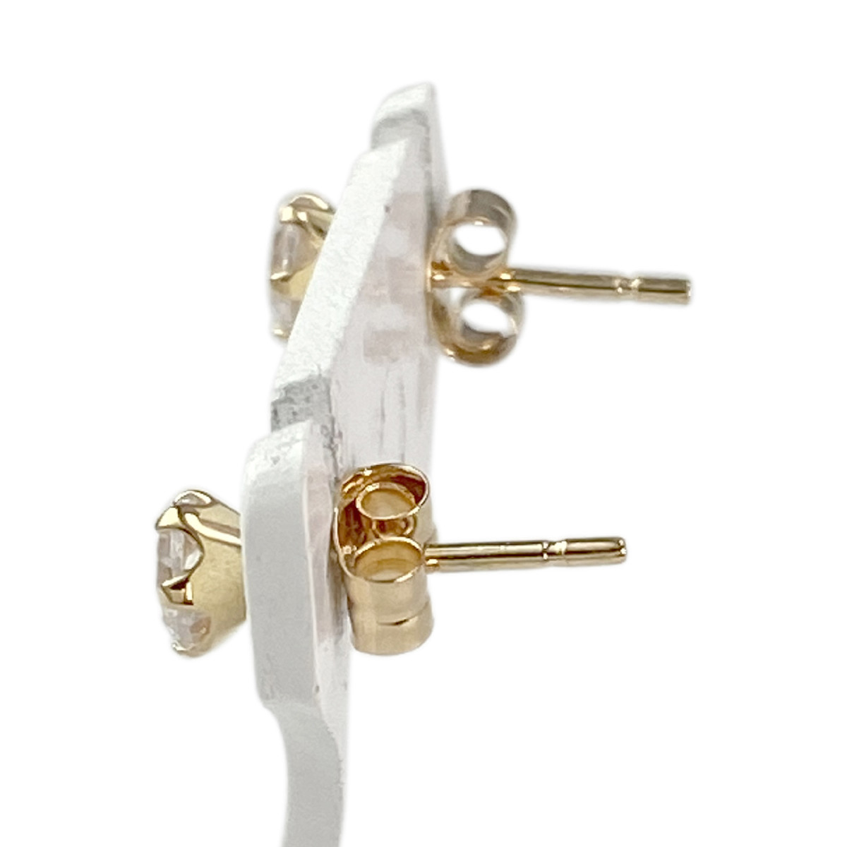 Boucles d'oreilles clous d'occasion or 750 jaune zirconias - vue 2