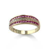 Bague d'occasion or 750 jaune diamants rubis
