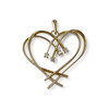 Pendentif coeur d'occasion or 375 2 tons diamants - vue V1