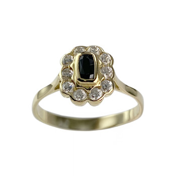 Tweedehands goud 750 gele saffier zirkonia ring