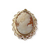 Pendentif broche d'occasion or 750 jaune camée coquille - vue V1