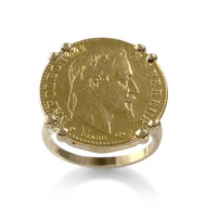 Bague d'occasion or 750 jaune porte pièce 'napoléon iii 10 francs 1868'
