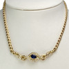 Collier d'occasion or 750 jaune maille fantaisie diamants saphir 38 cm - vue V2