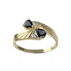Bague d'occasion or 750 2 tons saphirs diamants - vue V1
