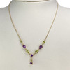 Collier d'occasion or 750 jaune maille forçat améthystes péridots 41,5 cm - vue V2