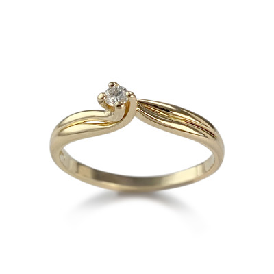 Solitaire d'occasion or 750 jaune diamant - vue 1