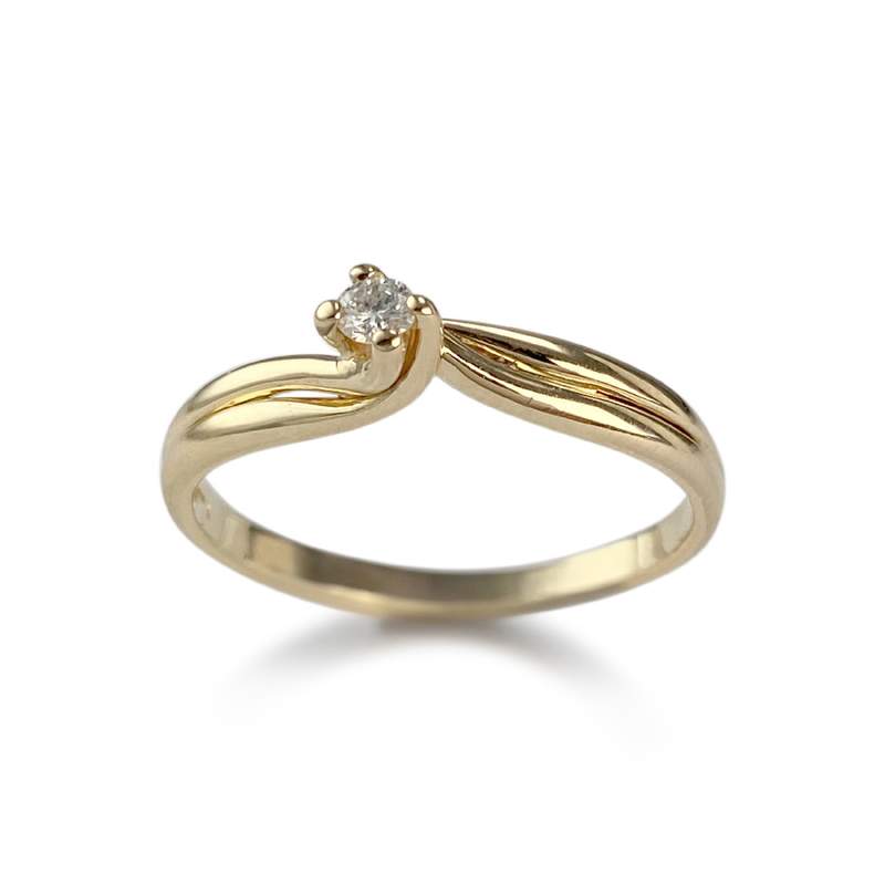 Solitaire d'occasion or 750 jaune diamant - vue 1