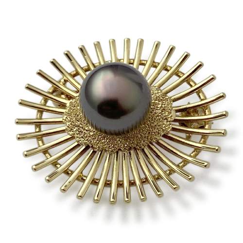Broche d'occasion or 750 jaune perle de tahiti