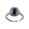 Bague d'occasion or 750 blanc saphir diamants - vue V1
