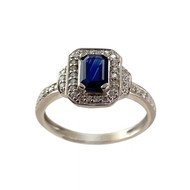Bague d'occasion or 750 blanc saphir diamants