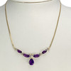 Collier d'occasion or 750 2 tons maille fantaisie diamants améthystes 42 cm - vue V2