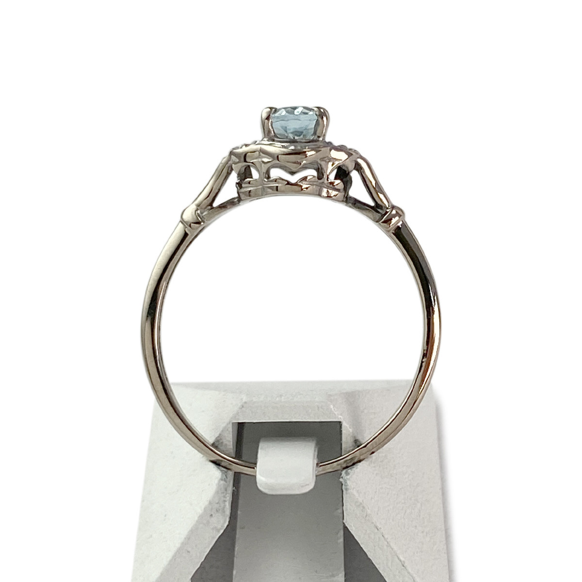 Bague d'occasion or 750 blanc aigue marine - vue 3