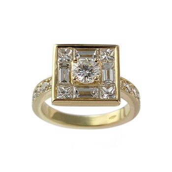 Second-hand gold ring 750 yellow diamonds