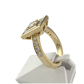Second-hand gold ring 750 yellow diamonds