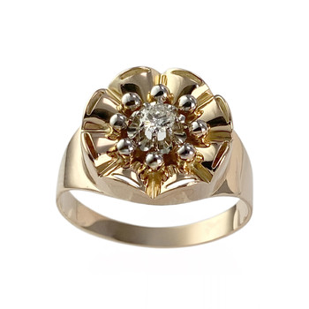 Second hand ring gold 750 2 tone diamond