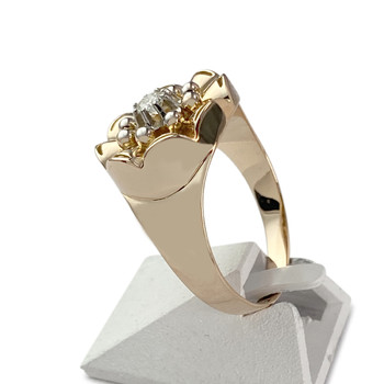 Second hand ring gold 750 2 tone diamond