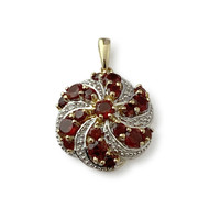 Pendentif d'occasion or 750 2 tons pierres fines diamants