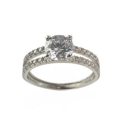 Bague d'occasion or 375 blanc zirconias