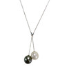 Collier d'occasion or 750 blanc maille forçat perle de culture de chine et de tahiti 45 cm - vue V1