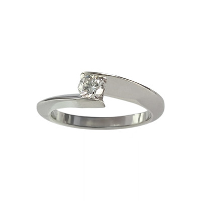 Solitaire Garel d'occasion or 750 blanc diamant - vue 1