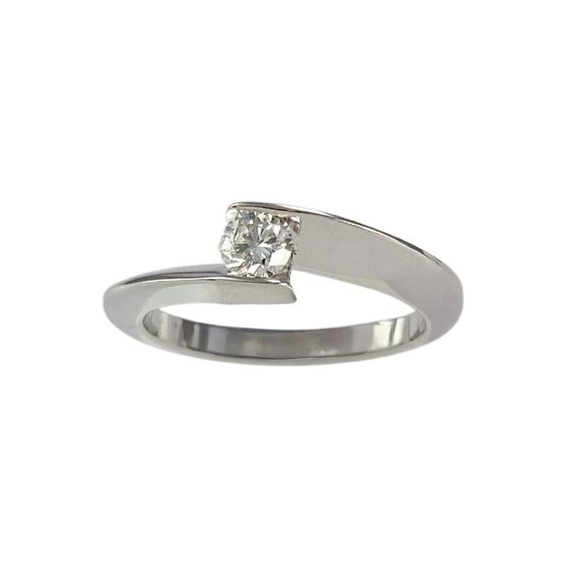 Solitaire Garel d'occasion or 750 blanc diamant - vue 1