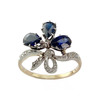 Bague d'occasion 2 ors 750 diamants saphirs synthétiques - vue V1