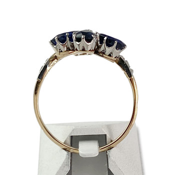 Second hand ring 2 gold 750 diamonds synthetic sapphires