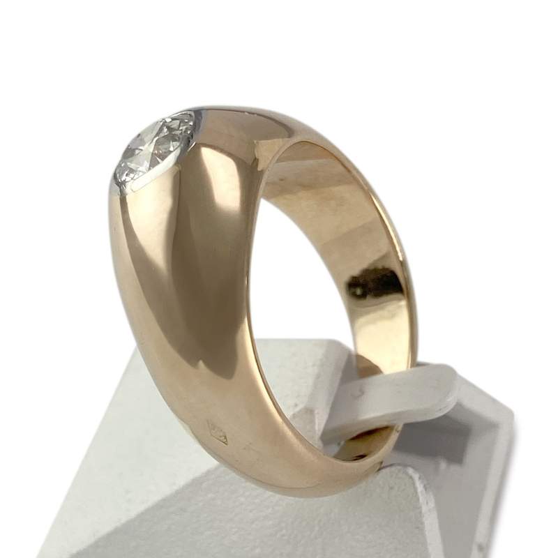 Solitaire d'occasion or 750 2 tons diamant - vue 2