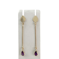 Boucles d'oreilles pendants d'occasion or 750 jaune améthystes