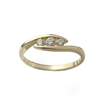 Tweedehands gouden ring 750 gele diamanten