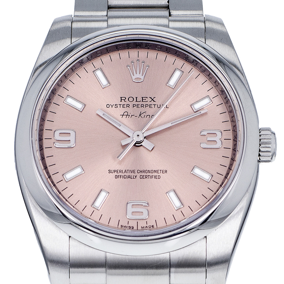 Montre d'occasion ROLEX Air King mixte mouvement automatique certifié (cosc) bracelet acier - vue D1