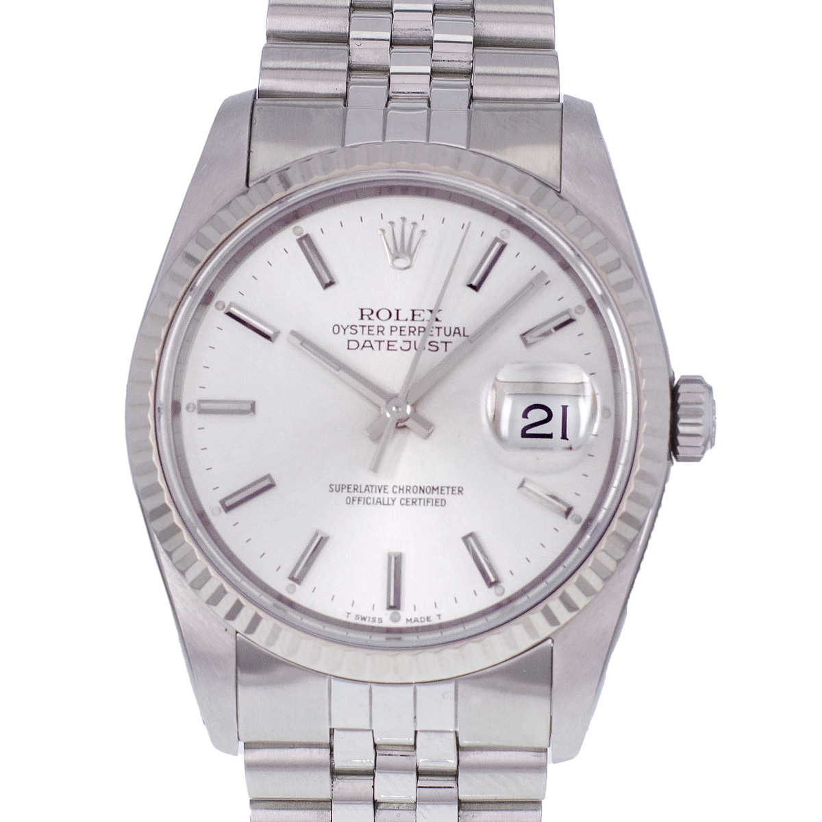 Montre d'occasion ROLEX DateJust homme mouvement automatique certifié (cosc) bracelet acier - vue D1