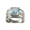 Bague d'occasion or 750 blanc topaze bleue traitée diamants - vue V1